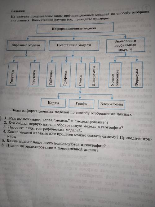 На рисунке представлены виды информационных моделей по отображения данных. Внимательно изучив его, п