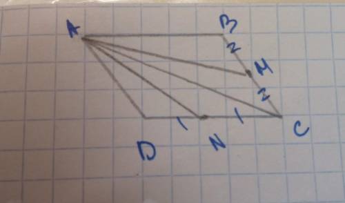 В параллелограме ABCD точка M делит сторону BC пополам, а точка N делит сторону DC пополам. Вектор A