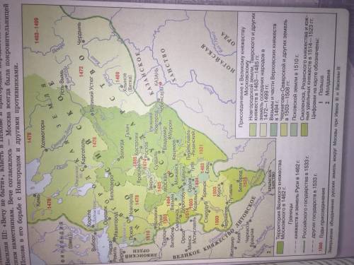 Исользуя карту,запишите какие земли вошли в состав Российского государства при Иване III и Василии I