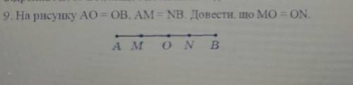 Дам 109. На рисунку АО =ОВ. АМ= NB. Довести, що MO=ON.