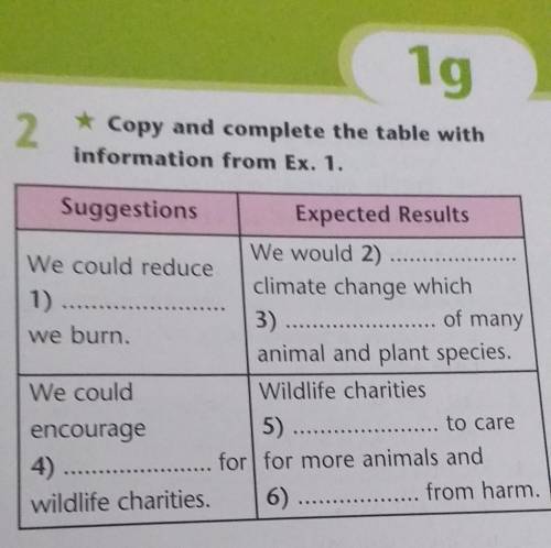 2 Copy and complete the table with information from Ex. 1. o start Suggestions Expected Results We w