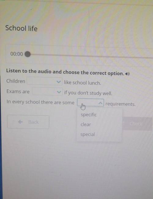 School life 00:00 00:44 Listen to the audio and choose the correct option. + Children like school lu