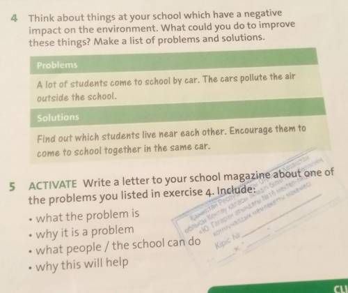 Write a letter to your school magazine about one of problems you listed in exercise 4.Include: