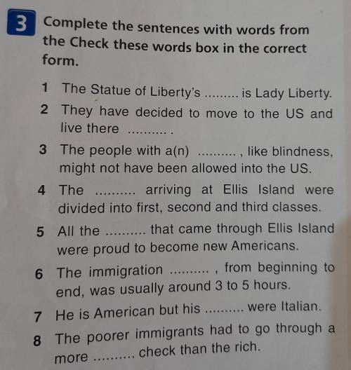 Complete The sentences with the words From the check the Box in the correct form. 1 The Statueof lib