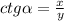 ctg\alpha =\frac{x}{y}