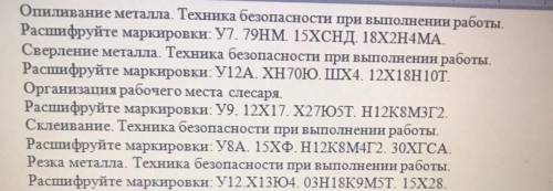 полностью расшифровать металлы (каждую букву и цифру, что они значат):