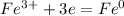 Fe^3^+ +3e = Fe^0\\