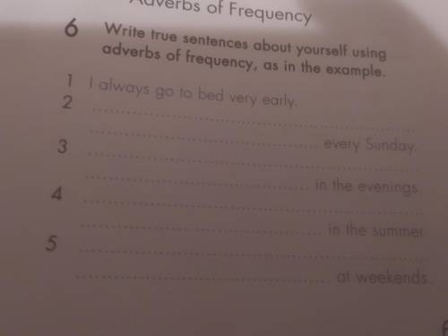 Write true sentences about yourself using adverbs of frequency, as in the example.