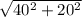 \sqrt{40^{2} +20^{2} }