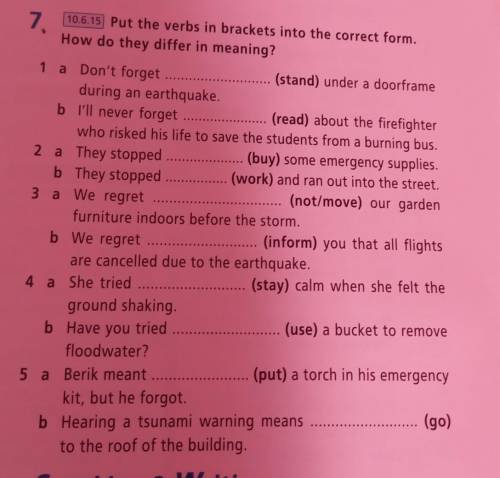 10.6.15 Put the verbs in brackets into the correct form. How do they differ in meaning? d) under a d