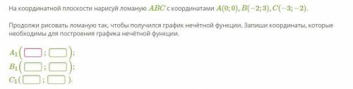 На координатной плоскости нарисуй ломаную ABC с координатами A(0;0),B(−2;3),C(−3;−2).