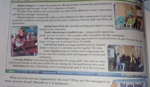 Read the following web site information to find out about the alternative way for young people to sp