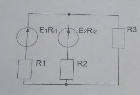 E1=48 В E2=36 ВRi1=0,5 ОмRi2=0,4 OмR1=3,5 OмR2=3,6 OmR3=5 OmНайти:рассчитать токи методом наложения