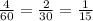 \frac{4}{60} = \frac{2}{30} = \frac{1}{15}