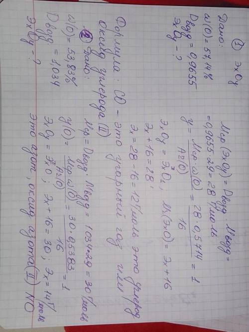 Газова суміш складається з двох оксидів , що містять відповідно 57, 14 і 53,83% Окигену (за масою) Г