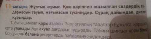 11-тапсырма. Жұптық жұмыс. Қою қаріппен жазылған сөздердің ау- дармасын тауып, мағынасын түсініңдер.