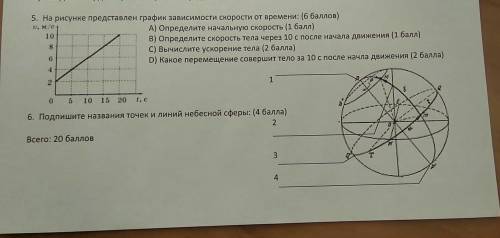 На рисунке представлен график зависимости скорости от времени: А) определите начальную скоростьв) оп