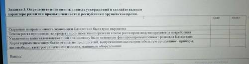 Определите истинность данных утвержденийи сделайте вывод о характере развития промышленности в респу