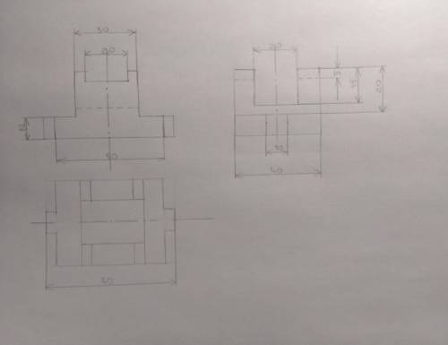 Постройте 3 проекции чертежа и нанесите размеры