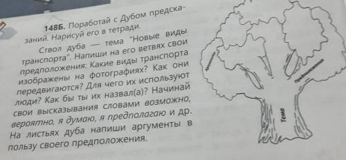 148Б. Поработай с Дубом предска- заний. Нарисуй его в тетради. Ствол дуба тема Новые виды транспорт