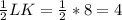 \frac{1}{2} LK = \frac{1}{2} * 8 = 4