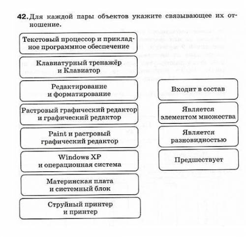 Для каждой пары объектов укажите связывающие их отношение. То есть поделить на 3 группы ) 1 группа: