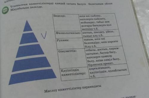 Ұсынылған қажеттіліктерді қандай сатыға бөлуге болатынын ойлан Жауабын дәлелде