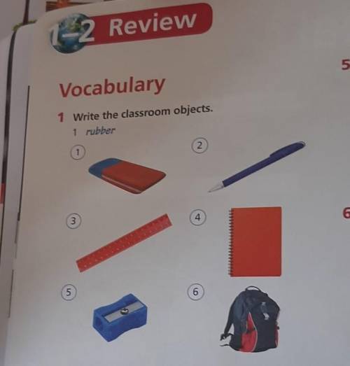 Vocabulary 1 Write the classroom object