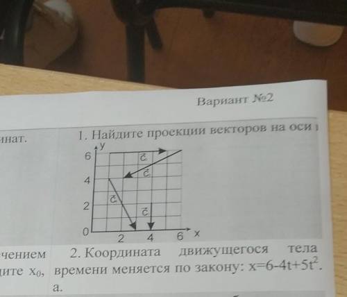 Вариант No2 1. Найдите проекции векторов на оси ) АУ 6 С. & 4 ко 、 2 Ć TO о 2 4 6 x ем 2. Коорди