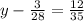 y - \frac{3}{28} = \frac{12}{35}