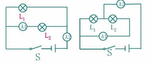 A1 составляет 0,8 А, A2 - 1,5 А, электрический ток L1 равен , а L2 равен ___