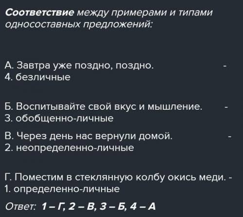 Установите соответствия между столбцами таблицы, определив тип односоставного предложения. А. Раисы