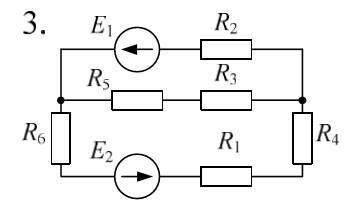 Нужно решить задачу по электротехнике, очень нужно Е1, 100 В E2, 80 В R1, 10 Ом R2, 6 Ом R3, 9 Ом R4