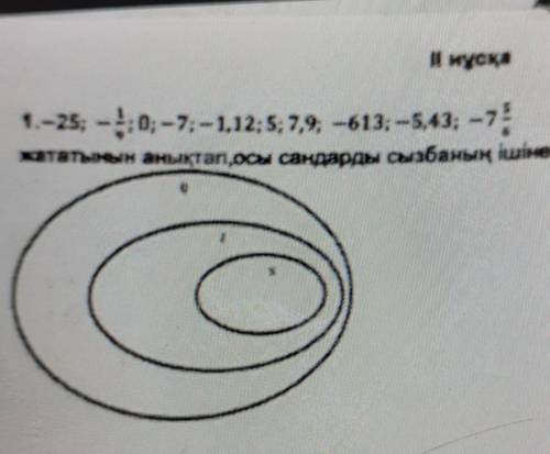 Сандардың қай жиындарда жататынын анықтап, осы сандарды сызбаның ішіне орналыстырыңыз