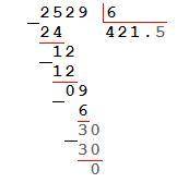2 529:6 в столбик надо решать кто то знает ответ?