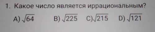 1. Какое число является иррациональным? B) 225 c) 215 D) 121 (с, А) 64