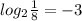 log_2\frac{1}{8} =-3