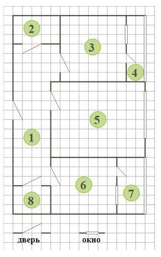 На рисунке — план квартиры в многоэтажном кирпичном доме. Приведена планировка квартиры и условные и
