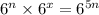 {6}^{n} \times {6}^{x} = {6}^{5n}