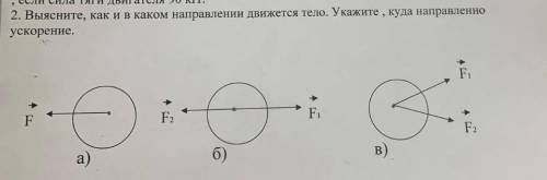 2. Выясните, как и в каком направлении движется тело. Укажите , куда напранленно ускорение.