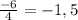 \frac{-6}{4}=-1,5