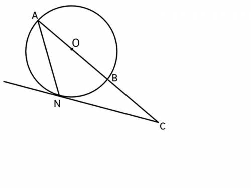Из точки C, которая лежит вне окружности, проведена секущая AC, проходящая через центр окружности, и