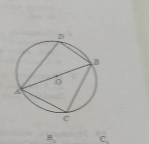 Дано коло, діаметр якого АВ; кут BAC =√2 знайдіть DB, якщо кут DAB=30°
