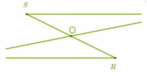 Точка пересечения O — серединная точка для обоих отрезков PG и RS. Найди величину сторон PR и RO в т