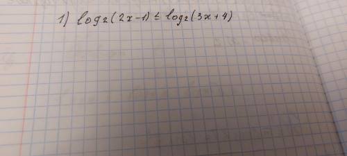 Решить неравенство log2 (2x-1) log2(3x+4)