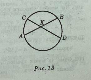 Хорды AB и CD пересекаются в точке K (рис. 13). Найдите угол AKC, если дуга AC=36 градусов, дуга BD=