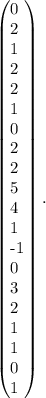 \left(\begin{array}{}0&2&1&2&2\\1&0&2&2&5\\4&1&-1&0&3\\2&1&1&0&1\end{array}\right) .