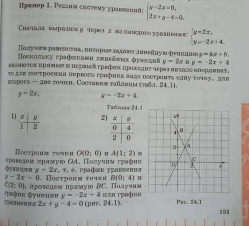 Пример 1. Решим систему уравнений: Сначала выразим у через хиз каждого уравнения - используя примеръ