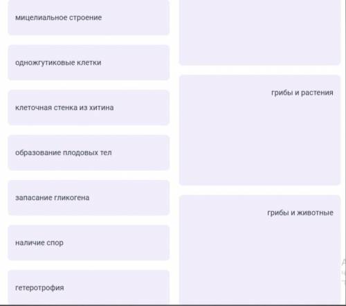 Сопоставьте признаки и царства живых организмов, которым они характерны. Если существуют виды-исключ