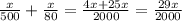 \frac{x}{500} +\frac{x}{80}=\frac{4x+25x}{2000}=\frac{29x}{2000}